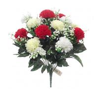 A1-Homes 36cm Artificial Silk Spiky Chrysanthemum/Mum Bush - 14 Flower Heads (1, Red White & Cream)