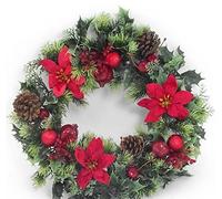 A1-Homes 16" inch Artificial Plastic Holly Christmas Wreath (16 Inch, Apple Berry Red)