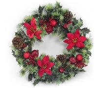 A1-Homes Artificial Plastic Holly Christmas Wreath/Candle Ring with Snow for indoors and outdoors (Apple Berry Red, 45 cm)