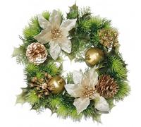 A1-Homes Artificial Plastic Holly Christmas Wreath/Candle Ring with Snow for indoors and outdoors (Gold, 30 cm)