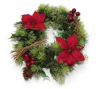 A1-Homes Artificial Plastic Holly Christmas Wreath/Candle Ring with Snow for indoors and outdoors (Red, 30 cm)