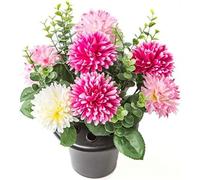 A1-Homes ARTIFICIAL PURPLE & CREAM MUM FLOWER ARRANGEMENT GRAVE POT - VASE INSERT MEMORIAL (Ivory Lilac Pink)
