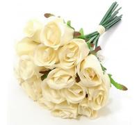 A1-Homes Cream Roses Artificial Flowers, 36 Pcs 12” Faux Roses with Stems, 2 Bunches Realistic Artificial Flowers for Wedding, Home Décor, Centerpieces Tables Decorations