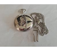 A1 Horse’s Head polished silver case mens GIFT quartz pocket watch fob made in sheffield