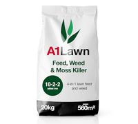 A1 Lawn, Double Strength Feed, Weed & Moss Killer - 4-in-1 Lawn Treatment, High Iron, DEFRA Certified, 20kg