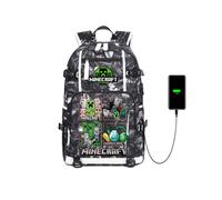 (A1) Minecraft Printed Pattern Student Backpack Large Capacity Travelling Shoulder Bag