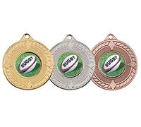 A1 PERSONALISED GIFTS 10 x 50mm Rugby Medals with Ribbons
