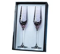 A1 PERSONALISED GIFTS Engraved Pink Champagne Flutes with Swarovski Crystals