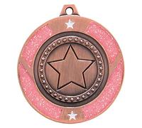 A1 PERSONALISED GIFTS Pink Glitter Star Medal and Ribbon