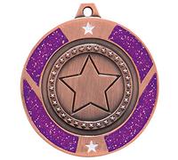 A1 PERSONALISED GIFTS Purple Glitter Star Medal and Ribbon