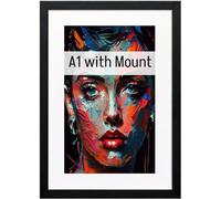 A1 Picture Frame with White Mount A1 For A2 Print Wall Poster Frame - Portrait and Horizontal (Black)