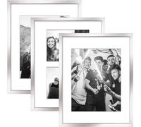 A1 Picture Frame with White Mount A1 For A2 Print Wall Poster Frame - Portrait and Horizontal (Silver)