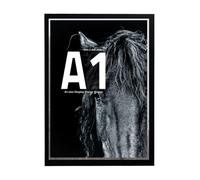 A1 Poster Black Frame for 59.4x84.1 cm Posters Wall Hanging Display Picture Photo Frame MDF Backking Aclyric Front With Protective Film & Metal Hooks (A1 59.4 x 84.1 cm)
