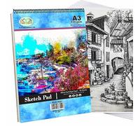 A1 Sketch Pads Spiral Book 130 GSM Cartridge Paper Drawing Pads Art Book for Artist School Home Activity Acid-Free (A3)