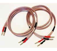 A1 Sound Van Damme Hi-Fi Series Directional LC-OFC 6 mm Sq speaker cable pair, two cables terminated with gold plated 4mm banana plugs on all ends 8 plugs in total (3 metre pair)