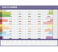 A1 Wall Planner 2026 UK - Full Year to View Calendar for Home Office School Teacher - 84cm x 59cm Large Family Yearly Wall Chart (Rainbow)