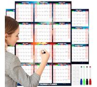 A1 Wall Planner 2026 Wall Planner with 4 Pens & 10 Stickers - Erasable Reusable Yearly Calendar, Year Planner 2026 Wall for Home Office School, Family & Business Organizer (86 x 60cm)