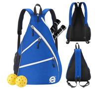 A11N Pickleball Bag, Reversible Crossbody Sling Bag/Backpack for Women Men, Blue & White