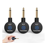 A13 Wireless Guitar System, 2.4GHz Guitar Accessories with 24-bit 48kHz Audio, No Latency, 100ft Range, Rechargeable 5-Hour Battery, Dual Plug for Electric Guitar & Bass, Plug & Play (2TX+1RX)