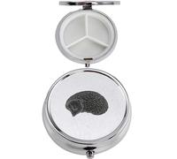 A16 Hedgehog Black Finish Made from Fine English Pewter On A Mirrored 3 Section Caddy Pill Box Container