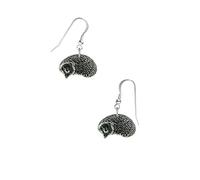 a16 Hedgehog Made from fine English pewter with Sterling Silver 925 Stamped Hook Earrings