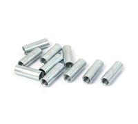 A16041400ux0830 M10 Female Thread Rod Bar Stud Metal Round Coupling Connector Nuts 10 Pcs, Silver Tone