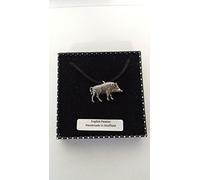 A18 Wild Boar 1 fine english pewter 3D PENDENT ON A BLACK CORD Necklace Handmade 41CM & Adjustable with pride in details