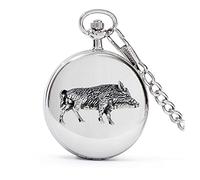 A18 Wild Boar 1 polished silver case mens GIFT quartz pocket watch fob made in sheffield