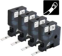 A18053 Heat Shrink Tube Labels Replacement for DYMO Rhino 18053 Fit with DYMO Rhino 4200 5200 5000 6000 Industrial Label Maker Black on White, 3/8" x 4.9',4 Pack