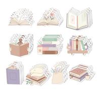 A1DIEE 30 Pack Book Lover Sticky Notes - Cute Book Shape Memo Pads