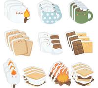 A1DIEE 30Pcs Marshmallow Sticky Notes - 600 Sheets Cute Self Stick Notepad Memo Pads Funny Cartoon Page Markers for Classroom Rewards Teacher Student Supplies Camping Themed Gift for Kids