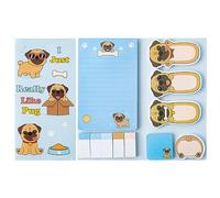 A1DIEE 500 Sheets Dog Sticky Notes Set Cartoon Pug Self-Stick Notes Pads | I Just Really Like Pug Bundle Writing Memo Pads Page Marker Back to School Gifts for Teacher Studen