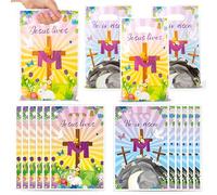 A1DIEE 50Pcs Easter Party Favor Bags - Bunny Egg He is Risen Goodie Candy Treat Gift Bag Jesus Lives Christian Cross Religious Party Decor for Sunday School VBS Church Spring Easter Jesus Birthday