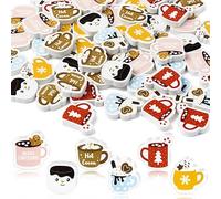 A1DIEE 60Pcs Winter Mini Erasers for Kids Bulk, Hot Cocoa Mug Erasers Cartoon Pencil Rubber 3D Desk Puzzle Rubbers for Kids Classroom Prizes Winter Party Gifts Filler Stocking Stuffers Favor
