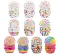 A1DIEE Baking Paper Cases - 600pcs Greaseproof Paper Wrapper, Muffin Cases, Kitchen Baking Supplies, Party Liners (Rainbow)