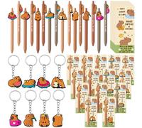 A1DIEE Capy Motivational Gifts Bulk - 24 Set Capy Ballpoint Pens Keychains Bookmarks, Funny Classroom Rewards Student Teacher Employees Coworker Appreciation Gifts Inspirational Party Favors