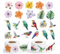 A1diee Christian Pumpkin Halloween Stickers - 1000Pcs in 2 Rolls with 16 Jesus Religious Patterns Autumn Decal for Thanksgiving Halloween Party Favor Supplies Gifts Bottle Laptop (Birds Flowers)