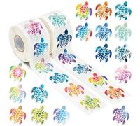 A1diee Christian Pumpkin Halloween Stickers - 1000Pcs in 2 Rolls with 16 Jesus Religious Patterns Autumn Decal for Thanksgiving Halloween Party Favor Supplies Gifts Bottle Laptop (Cartoon Turtle)