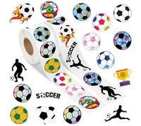 A1diee Football Soccer Theme Stickers - 1000Pcs in 2 Rolls with 16 Patterns Cute Soccer Motivational Self-Adhesive Decal Reward for Party Favor Supplies Gifts Water Bottle Scrapbook Laptop Decoration