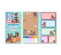 A1DIEE German Shepherd Sticky Notes 550 Sheet Cartoon Dog Self-Stick Notes | I Just Really Like German Shepherd Bundle Writing Memo Pads, Pads Page Marker Back to School Gifts for Student