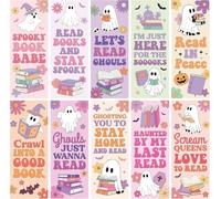 A1DIEE Halloween Ghost Reading Bookmarks - 100Pcs Spooky Cute Bookish Gift Bookmark Funny Ghost Reader Accessory, Double-Sided Design Page Marker, Rewards for Book Lover Birthday Party School Library