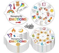 A1DIEE Managing Emotions Coloring Craft- 24 Sets Color Your Own Social Emotional Art Craft DIY Wheel Cards for Kids, Express Feeling Learning Paper Craft Art for Sunday School Home Class Activities