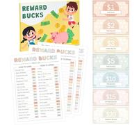 A1DIEE Reward Bucks Charts for Kids - 633pcs Good Behavior Reward System Chore Chart Bucks List, Prop Play Money Routine Chart Financial Literacy Board Lists Task Schedule Home Visual for Boy Girl