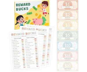 A1DIEE Reward Bucks Charts for Kids - 633pcs Good Behavior Reward System Chore Chart Bucks List, Prop Play Money Routine Chart Financial Literacy Board Lists Task Schedule Home Visual for Boy Girl