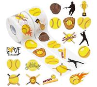 A1diee Softball Roll Vinyl Stickers - 1000Pcs in 2 Rolls with 16 Patterns Cute Motivational Self-Adhesive Decals for Kids Teacher Reward Party Favor Supplies Gift Water Bottle Scrapbooking Decoration