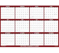 A2 2025 Wall Calendar by SwiftGlimpse, 59cm x 42cm, Erasable Yearly Wall Planner, Horizontal, Maroon (A2 MAROON)