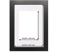 A2(42x59.4cm) Frame With A3(29.7x42) Mount Picture Frame Best To Display Arts Prints Paintings Canvas Wall Hanging Photo Frames (Black)