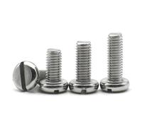 A2-70 304 Stainless Steel M10 12/14/16/18-60MM Slotted Round Head Slot Column Cheese Screw Bolt 5Pcs(55mm)