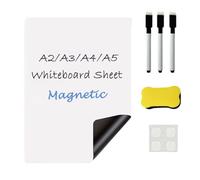 A2/A3/A4/A5 Magnetic Dry Erase Whiteboard Sheet for Fridge, Small Refrigerator Message Boards with 3 Pens/1 Eraser, for Kitchen Menus Home Lists Office Memos (White,A3)
