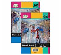 A2 Artist’s Sketchbook Spiral Bound, Hardback Drawing Pads White Drawing Artist - 130GSM - Large, Spiral Bound Sketch Book for Kids, Professionals, Drawing and Sketching - 15 Sheets (5)